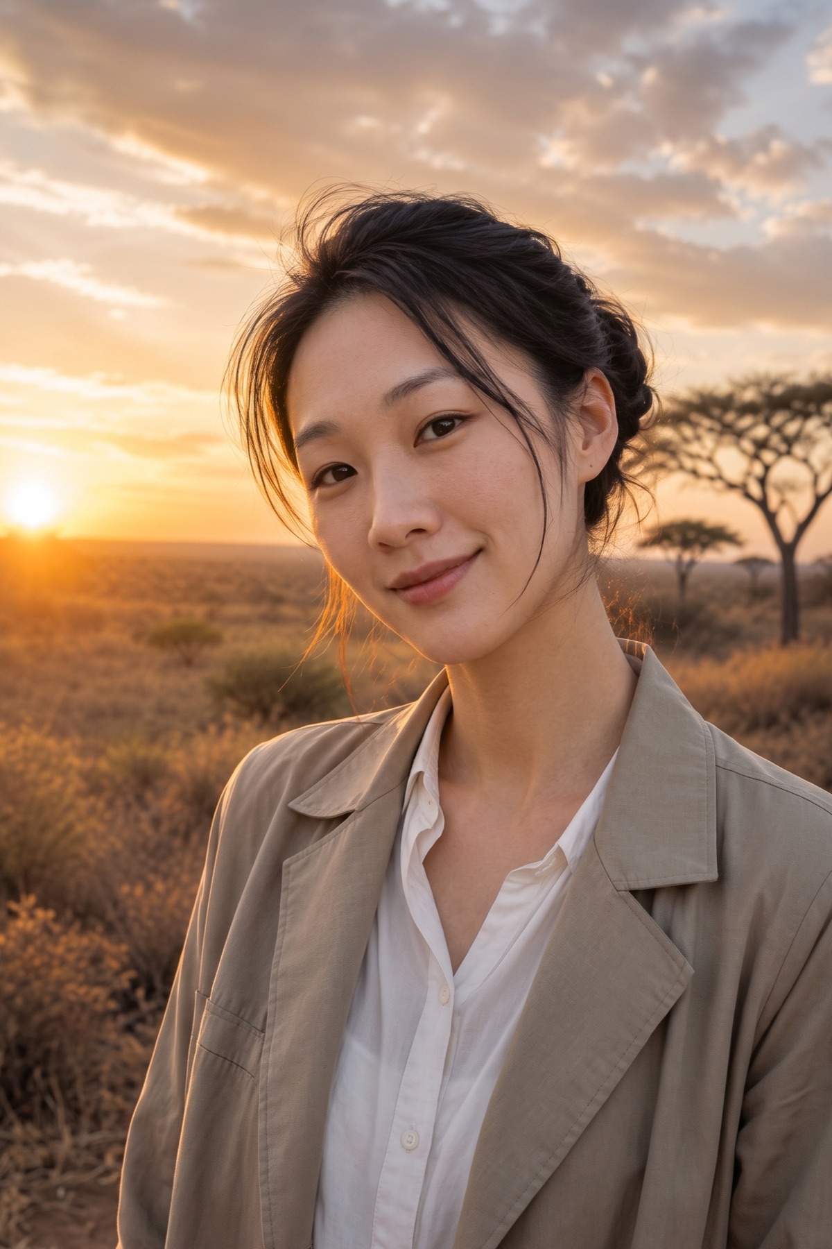 Chelsea Cai, lifestyle and travel concierge, on safari at golden hour